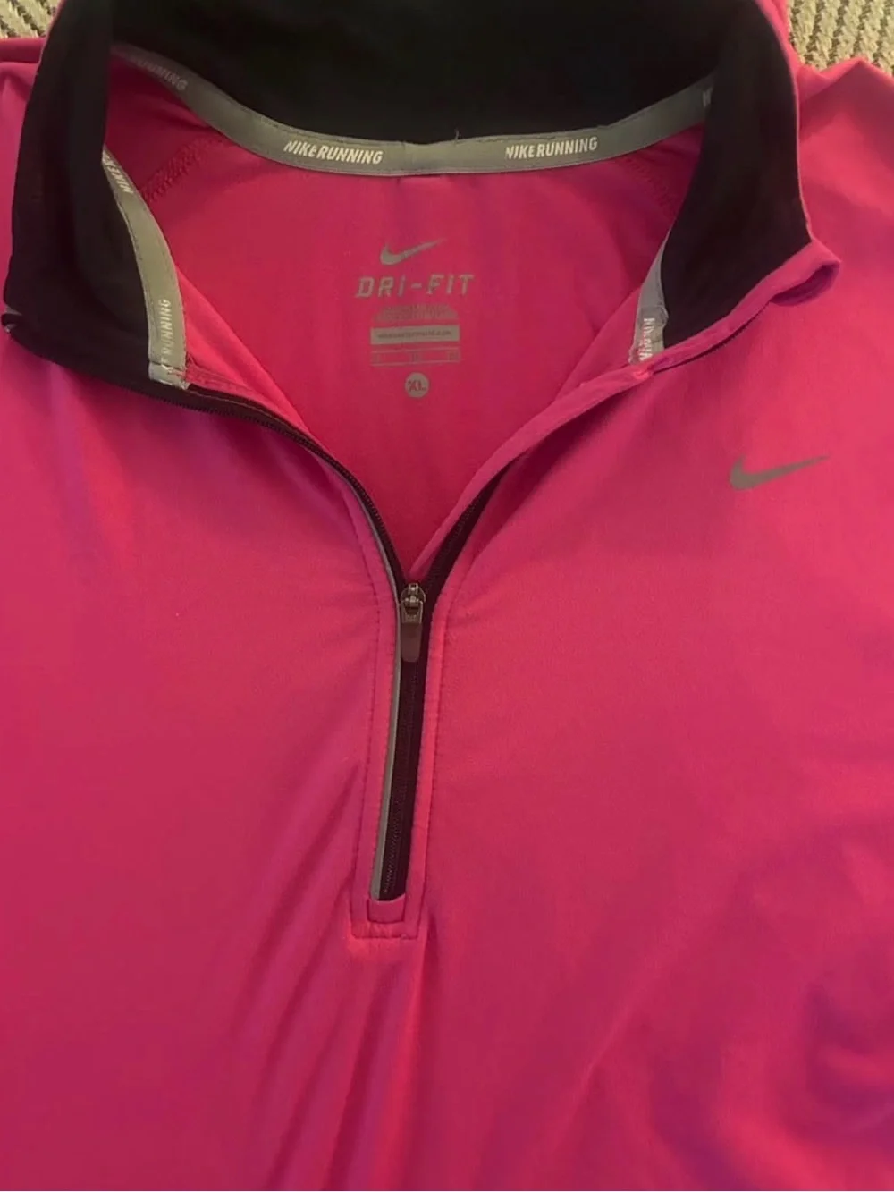Nike Women's Hot Pink Long-Sleeve Half-Zip Performance Top